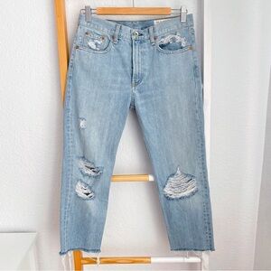 Rag & Bone Marilyn Jean in Union Pool Light Blue Distressed Raw Hem Fray 26
